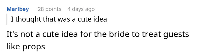 Screenshot of a discussion about a bride upset that guests did not wear color after requesting neutrals.