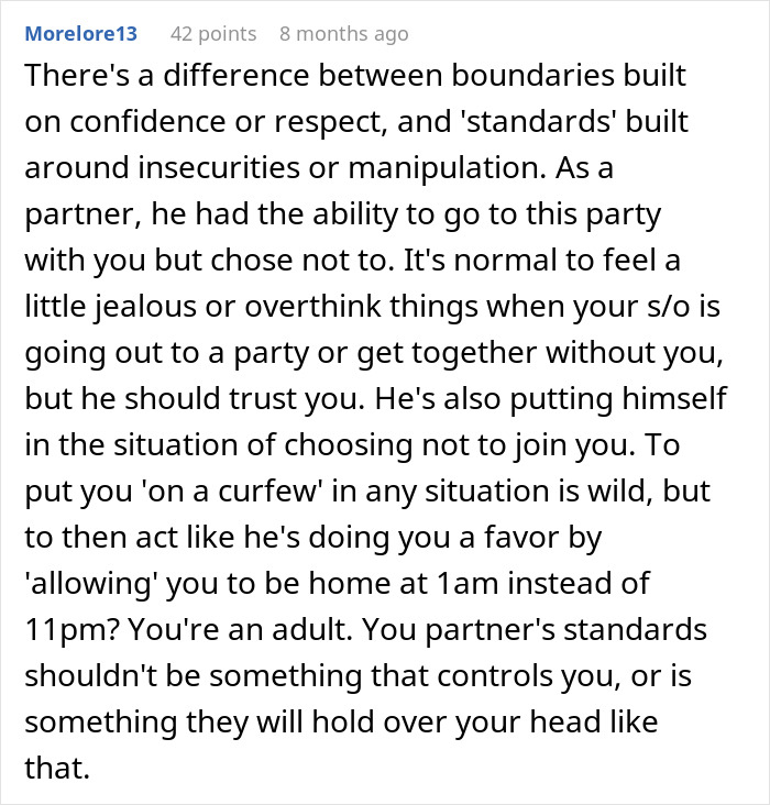 Text post discussing woman rethinking her relationship after red-flag argument and fearing for her life.