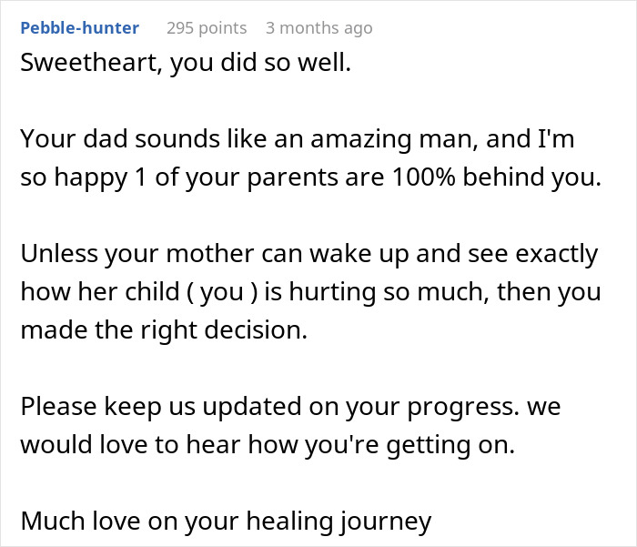 Comment expressing support and healing wishes for girl who survives cancer and accepts prosthetic leg from brother.