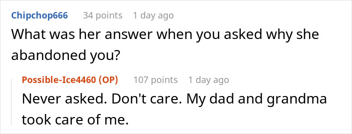 Screenshot of an online conversation discussing parents, kid care, and parenting in a support forum.