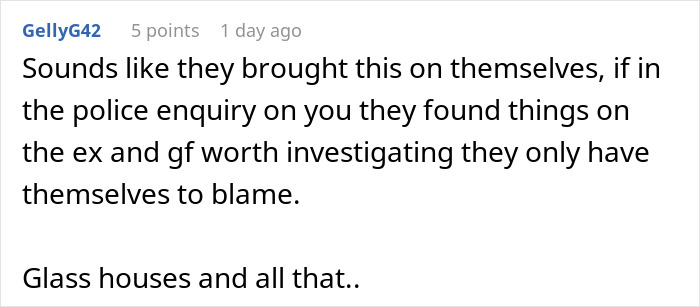 Comment discussing co-parenting conflict leading to police and CPS involvement due to escalating misunderstandings.