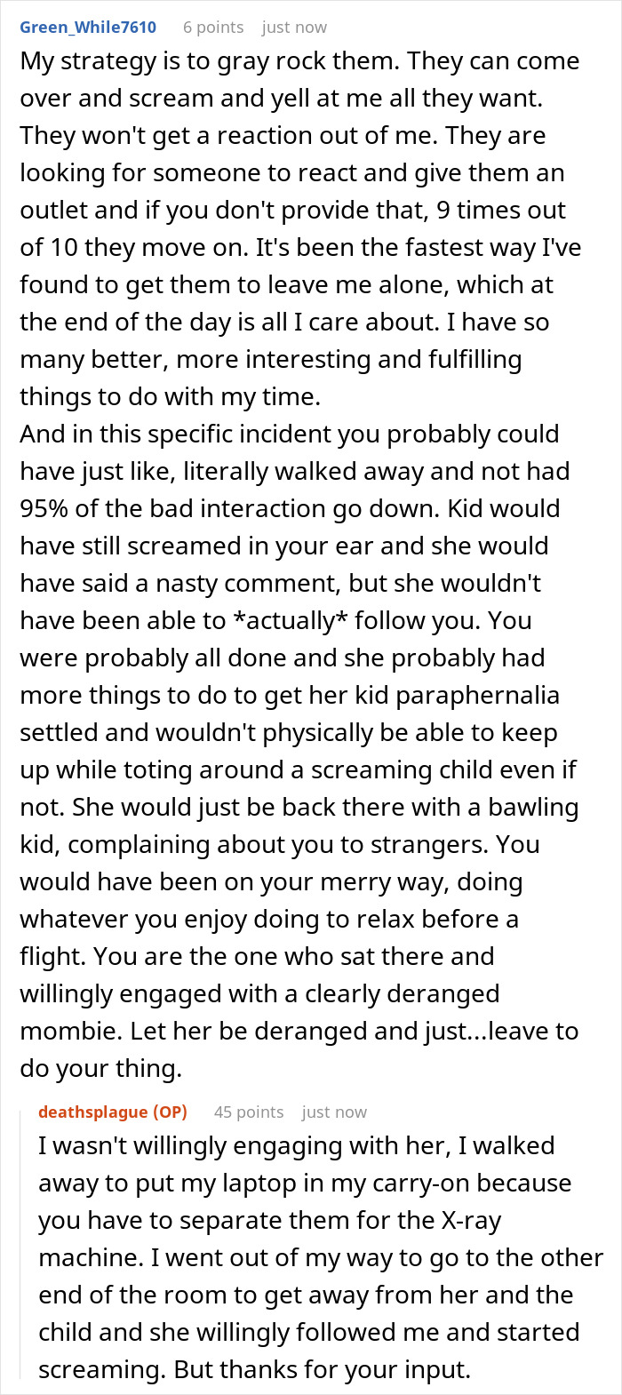Woman at TSA checkpoint early morning facing rude mom with a loud child and chaotic airport interaction - 22