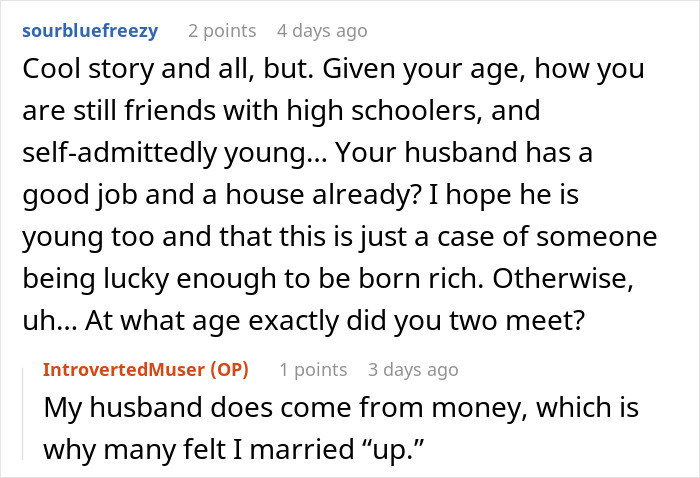 Commenters discussing relationships and age while a pregnant woman gets revenge after friend’s guest steals from her. - 64