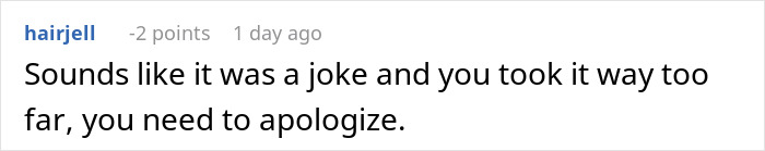 Comment on a forum about a husband joking with his wife and her harsh comeback during a social gathering.