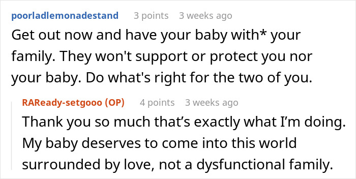 Comments discussing a pregnant woman refusing to babysit niblings while family members reveal underlying racist behavior.