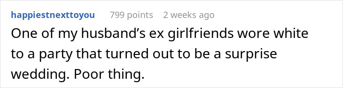 Woman accidentally dressed like the bride at a wedding, creating an awkward and surprising moment for guests. - 39