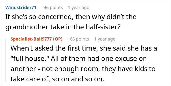 Text conversation about a woman’s half-sister showing up after 17 years asking to be taken in and being refused help. Text conversation about a woman’s half-sister showing up after 17 years asking to be taken in and being refused help.