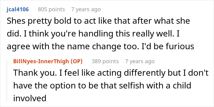Reddit users discuss the husband feeling sick after realizing who their son is named after, debating name changes and reactions. - 56
