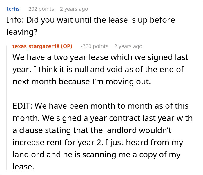 Reddit thread discussing not telling roommate bought house until closed and lease details during moving out.