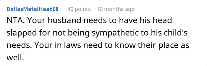Comment discussing family backlash after woman replaces MIL as caregiver due to allergy incidents and faces legal threats.