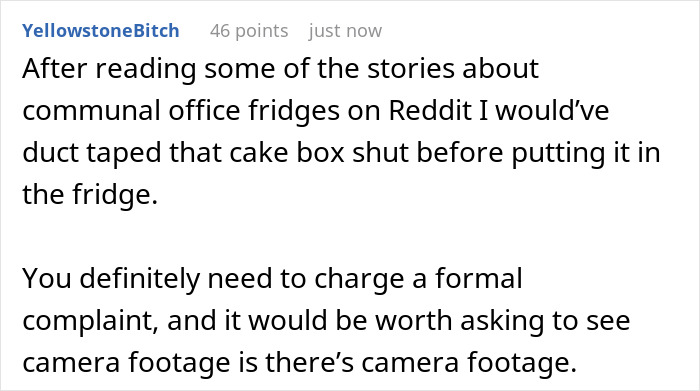 Alt text: Woman&rsquo;s custom baby shower cake damaged in communal fridge, coworkers say she shouldn&rsquo;t make a fuss about it