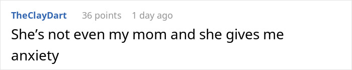 Text post saying a user feels anxiety caused by someone who is not even their mom, highlighting emotional distress.