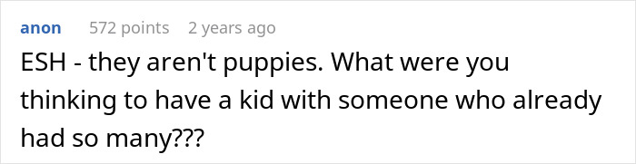 Comment text on a social media post discussing a mom of 6 trying to dump two adopted kids on her ex during divorce.