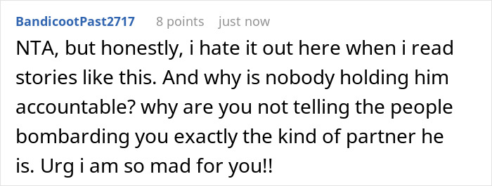 Screenshot of a Reddit comment expressing frustration about a guy choosing video games over doctors’ visits with pregnant wife. Screenshot of a Reddit comment expressing frustration about a guy choosing video games over doctors’ visits with pregnant wife.