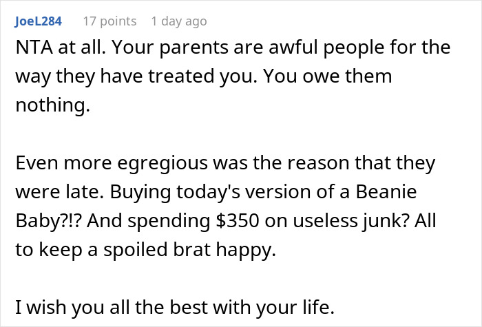 Screenshot of a Reddit comment criticizing parents who play favorites and highlighting issues after adopted daughter moves out.