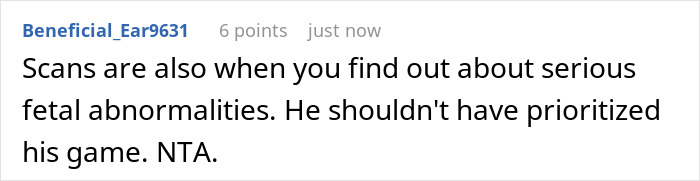 Comment about husband choosing video games over pregnant wife’s doctors’ visits, highlighting fetal abnormalities and his mistake. Comment about husband choosing video games over pregnant wife’s doctors’ visits, highlighting fetal abnormalities and his mistake.