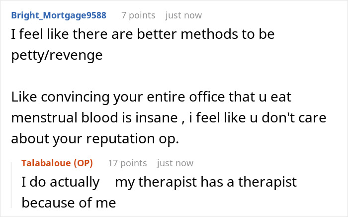 Online conversation about menstrual blood used to prevent theft, highlighting unusual revenge tactics and workplace reactions. Online conversation about menstrual blood used to prevent theft, highlighting unusual revenge tactics and workplace reactions.