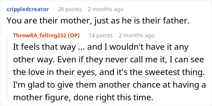 Screenshot of an online discussion about husband&rsquo;s decision to move in disabled siblings causing wife to question their marriage.