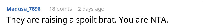 Comment on Reddit thread about a golden child stealing brother&rsquo;s gifts, with a user calling the child a spoilt brat.
