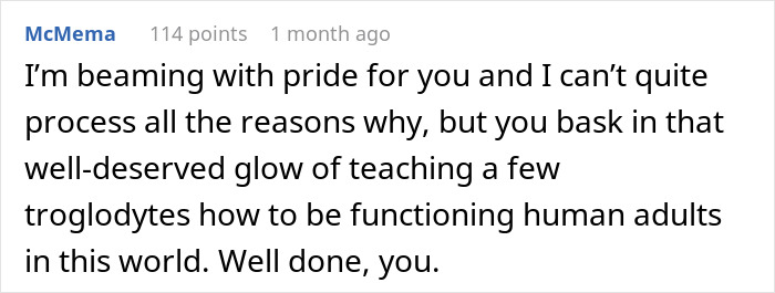 Comment praising someone for educating others on behaving like functioning adults, related to ableist manager and disabled employee conflict. Comment praising someone for educating others on behaving like functioning adults, related to ableist manager and disabled employee conflict.