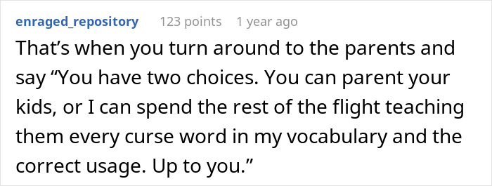 Text post discussing frustration with rowdy kids on a flight and blaming woman while parents drank behind her. - 33