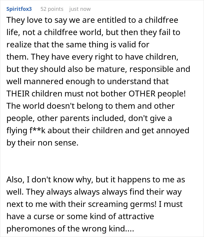 Screenshot of a Reddit comment discussing frustrations with rude parents and noisy children in public spaces. - 31