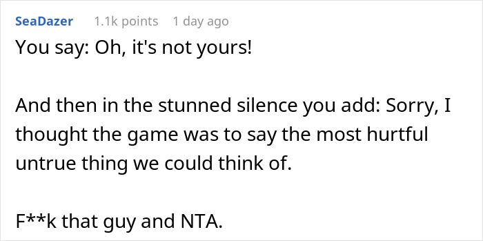 Comment on husband jokes wife baby trapped him, with a brutal reality check in a social media discussion.