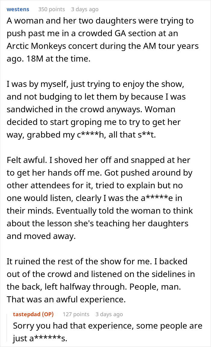 Woman annoys crowd at concert, causing disruption, and gets beer poured in her purse by other attendees. - 18