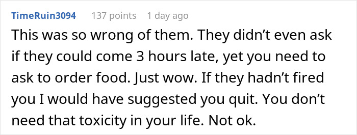 Screenshot of a discussion about the overreaction to ordering DoorDash while babysitting in an online forum. Screenshot of a discussion about the overreaction to ordering DoorDash while babysitting in an online forum.