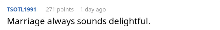 Screenshot of a social media comment joking about marriage, highlighting humor in husband and wife dynamics.
