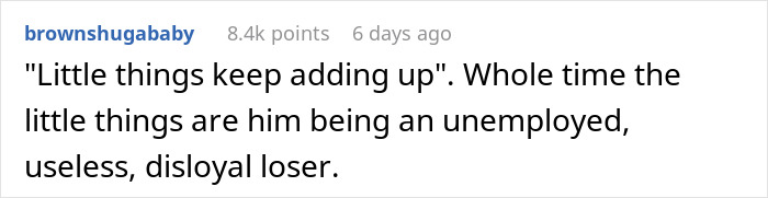 Text post comment about husband demanding child and marriage opening, wife responding with divorce papers. - 84