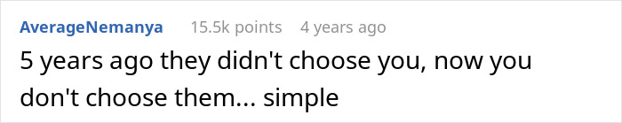 Text post saying 5 years ago they didn't choose you, now you don't choose them, about toxic family and unforgiving stepsister conflict. - 28