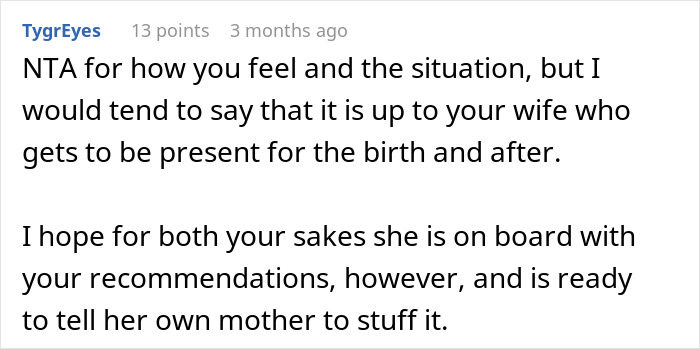 Text conversation about feelings and family roles during childbirth, highlighting upset woman and sister-in-law conflict.