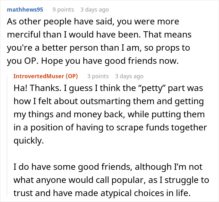 Screenshot of an online conversation where a pregnant woman discusses getting revenge after a friend’s guest steals from her. - 58