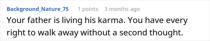 Comment on a forum discussing a man refusing to donate an organ to his father who made his childhood difficult.