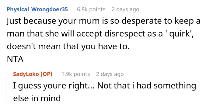 Reddit conversation showing a user arguing about a man calling his girlfriend sister and being disrespectful.
