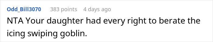 Screenshot of an online comment discussing a mom inviting an unwanted guest to her daughter’s party and the aftermath. Screenshot of an online comment discussing a mom inviting an unwanted guest to her daughter’s party and the aftermath.