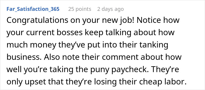 Employee leaves company after wage reduction, discussing pay cuts and reaction to lowered salary in a forum comment. - 22