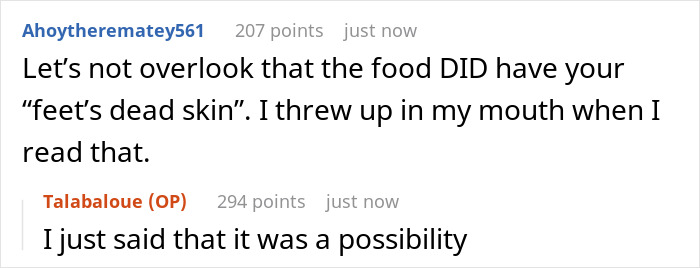 Screenshot of a Reddit conversation about adding menstrual blood to food to prevent theft, showing user comments. Screenshot of a Reddit conversation about adding menstrual blood to food to prevent theft, showing user comments.
