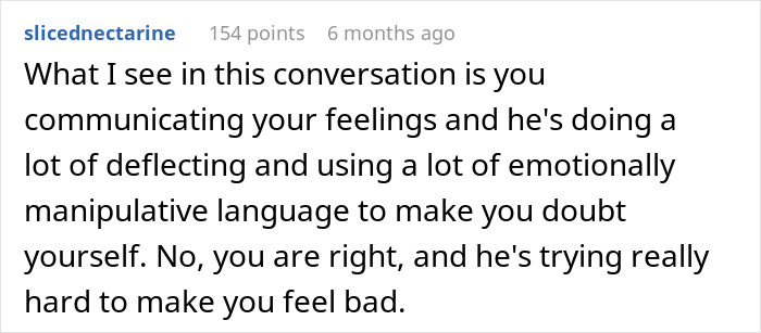 Reddit comment discussing boyfriend ex-gf house bathroom phone charge and emotional manipulation in a relationship conversation.