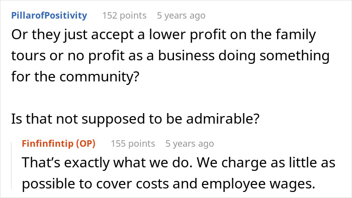 Online discussion showing customer opinions about a tour company facing bad reviews after refusing childfree couples. - 26