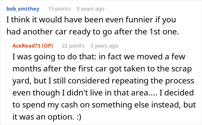User comment discussion about someone considering a public road in front of their house as personal parking space.