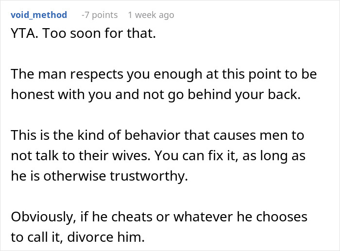 Comment discussing polyamory suggestion after one year of marriage, expressing heartbreak and trust concerns. - 41