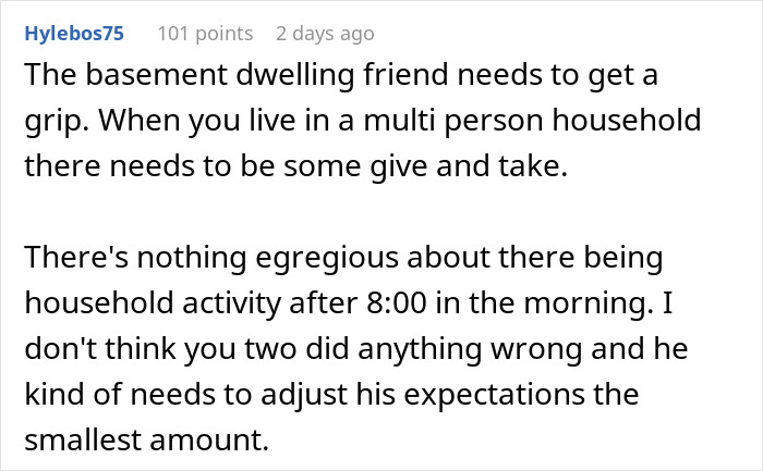 Comment discussing household dynamics and expectations about morning visits causing drama with mom and girlfriend. Comment discussing household dynamics and expectations about morning visits causing drama with mom and girlfriend.