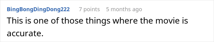 Comment text on a white background discussing the accuracy of a movie in comparison to reality. Comment text on a white background discussing the accuracy of a movie in comparison to reality.