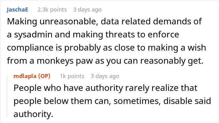 Reddit comments discussing IT compliance and authority issues related to creepy professor's request involving young women. - 18