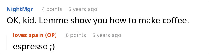 Screenshot of an online comment thread about coffee, showing playful interaction and humor in text format. Screenshot of an online comment thread about coffee, showing playful interaction and humor in text format.