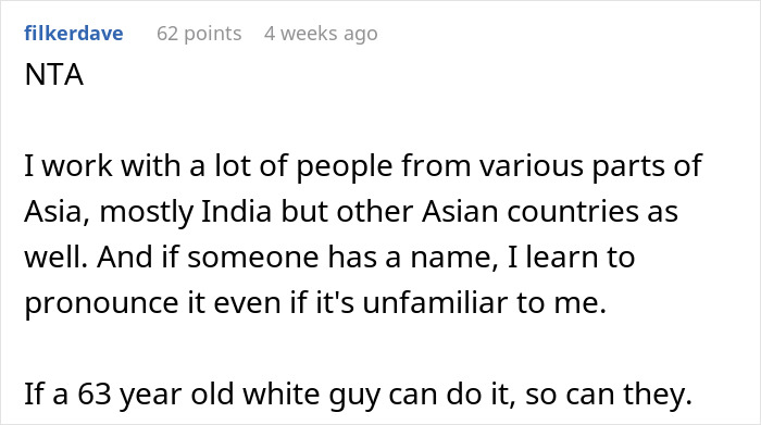 Comment about a Korean woman facing borderline racism after being told to use a different name at work due to offense. Comment about a Korean woman facing borderline racism after being told to use a different name at work due to offense.