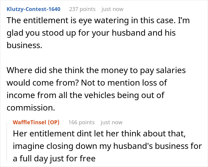 Reddit user discusses sister shutting down bride’s demands to use husband’s car service business for free. - 16