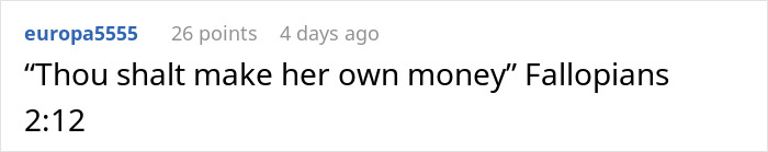 Screenshot of a Reddit comment referencing a quote about financial independence amidst in-laws demanding a woman quit her job. - 36